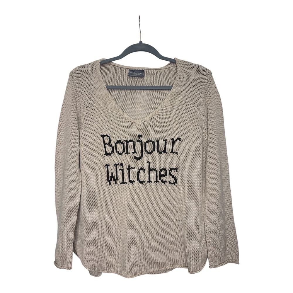 Wooden Ships Bonjour Witches V-Neck Knit Sweater Beige S/M
